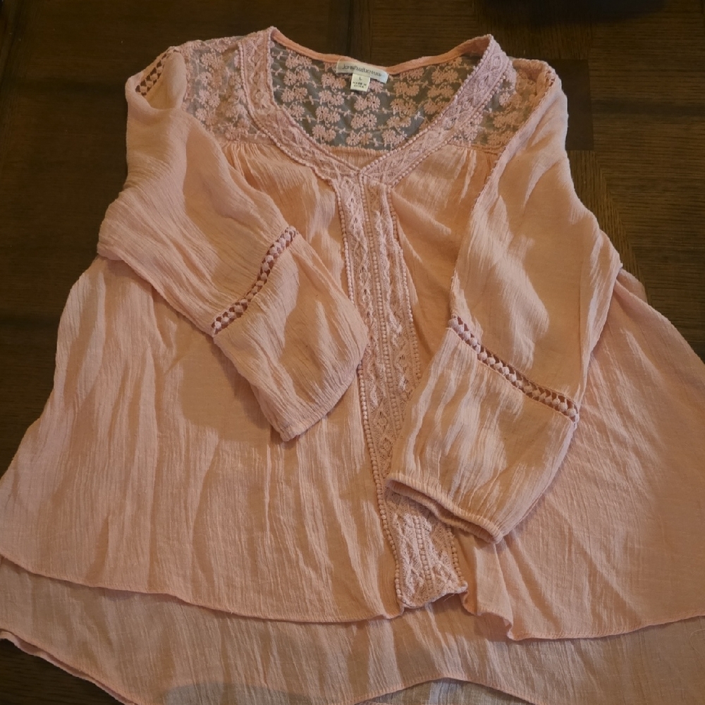 JohnPaulRichard Pink Kids Blouse with Lace Details